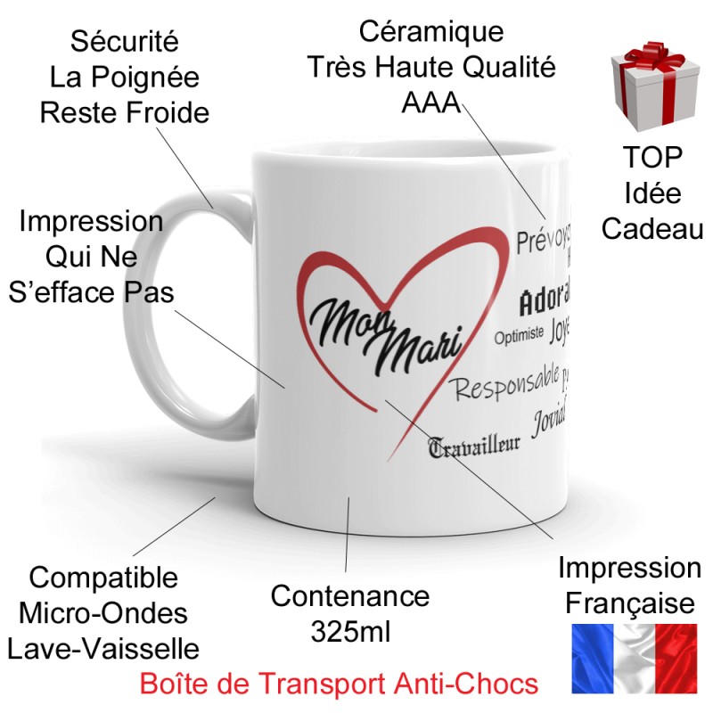 Mug cadeau mon mari avec coeur