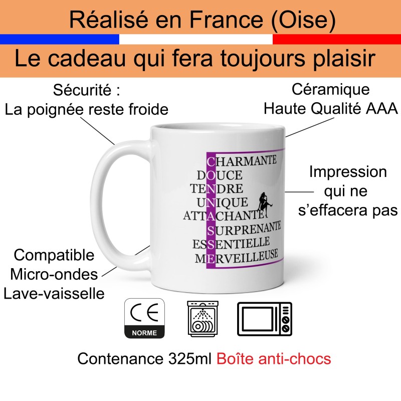 Mug Connasse mots croisés Cadeau drôle et décalé pour femme