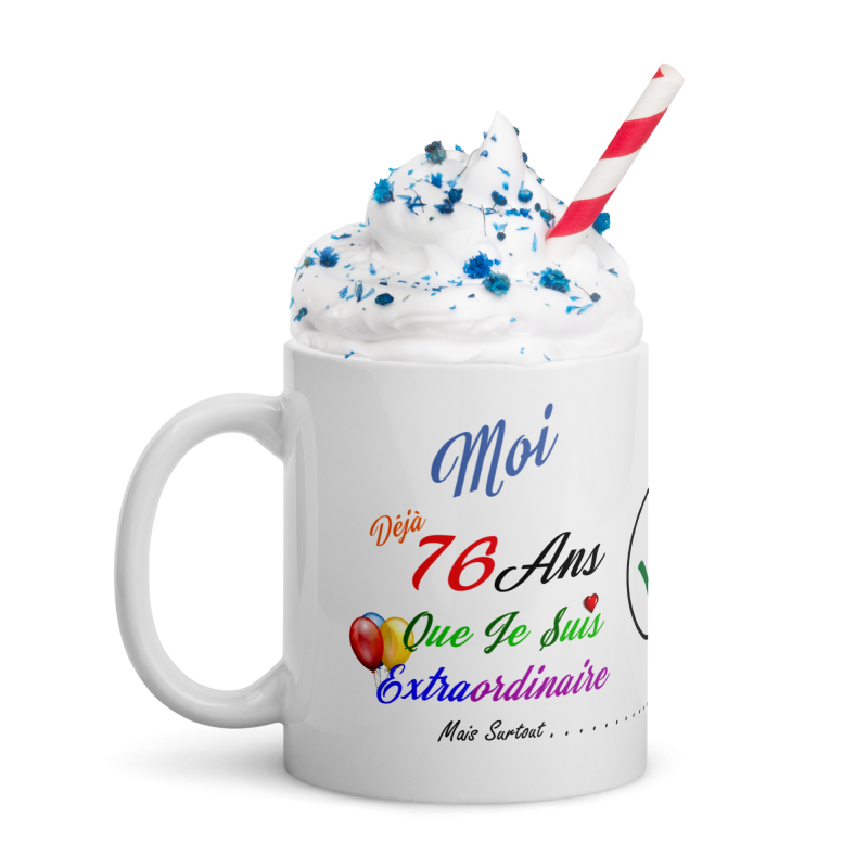 Mug anniversaire 76 ans marrant tasse cadeau autodérision