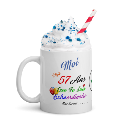 Mug 57 ans pas cher tasse humour anniversaire à offrir