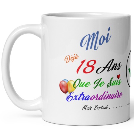 Idée cadeau originale 18 ans – Mug anniversaire humour à offrir