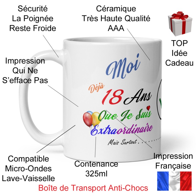 Idée cadeau originale 18 ans – Mug anniversaire humour à offrir