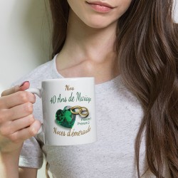 Mug noces d’émeraude personnalisation 40 ans mariage