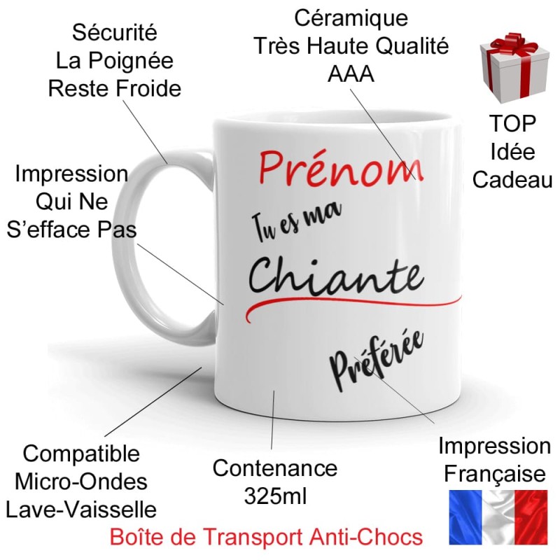 Mug prénom drôle personnalisable chiante préférée