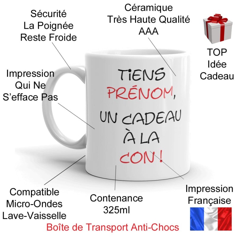 Mug prénom cadeau con drôle personnalisable humour