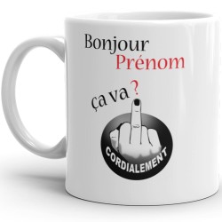 Mug humour prénom personnalisé doigt d’honneur