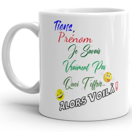 Tasse drôle personnalisable prénom cadeau pas cher