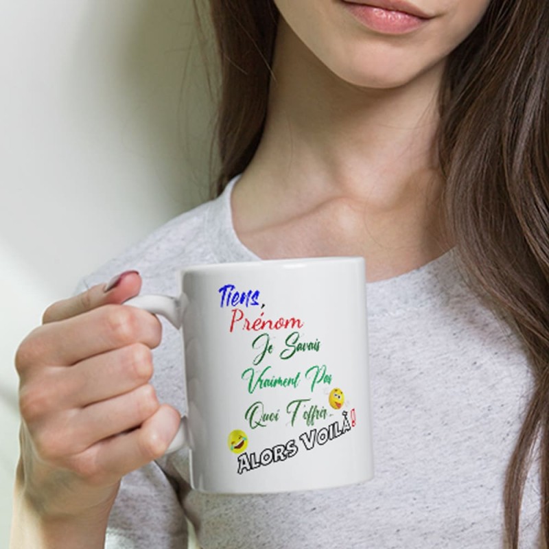 Tasse drôle personnalisable prénom cadeau pas cher