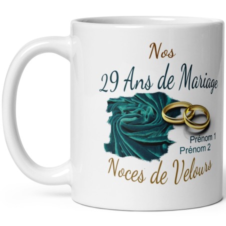 Mug personnalisé noces de velours 29 ans de mariage