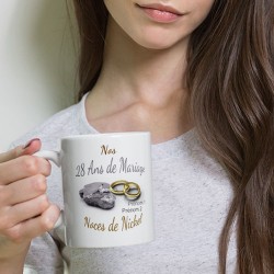Mug personnalisé 28 ans de mariage noces de nickel