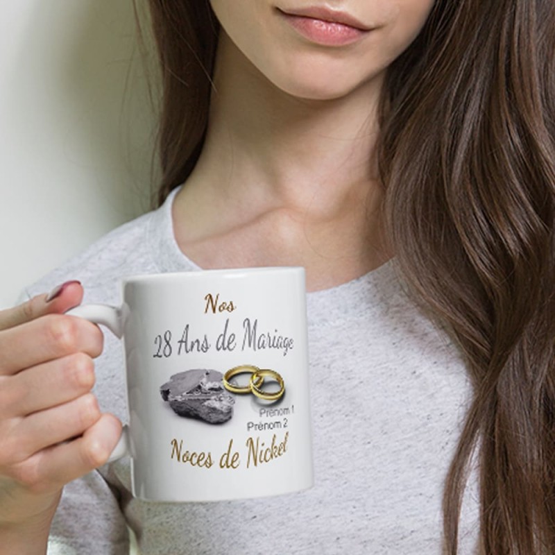 Mug personnalisé 28 ans de mariage noces de nickel