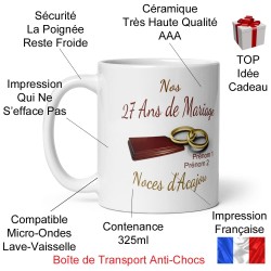 Tasse personnalisable 27 ans mariage noces d’acajou