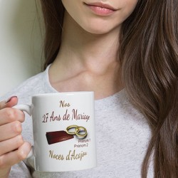 Tasse personnalisable 27 ans mariage noces d’acajou