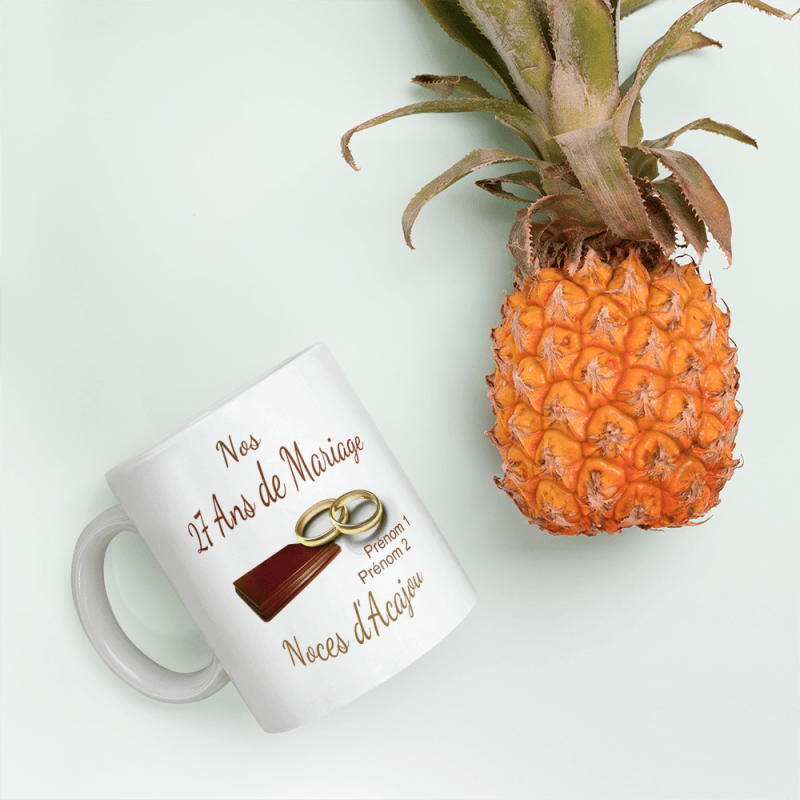 Tasse personnalisable 27 ans mariage noces d’acajou