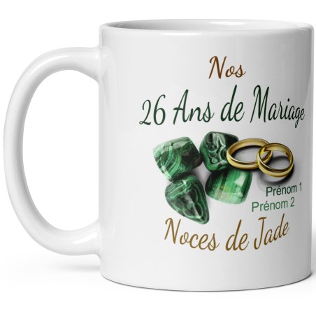 Mug personnalisé 26 ans mariage noces de jade