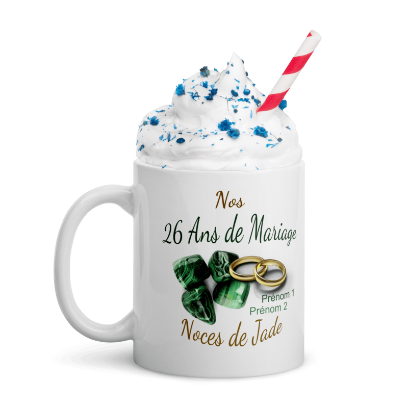 Mug personnalisé 26 ans mariage noces de jade
