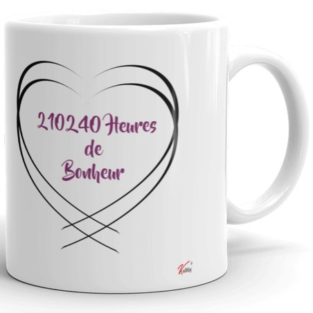Mug noces de satin 24 ans mariage personnalisé