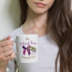 Mug noces de satin 24 ans mariage personnalisé