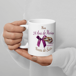 Mug noces de satin 24 ans mariage personnalisé