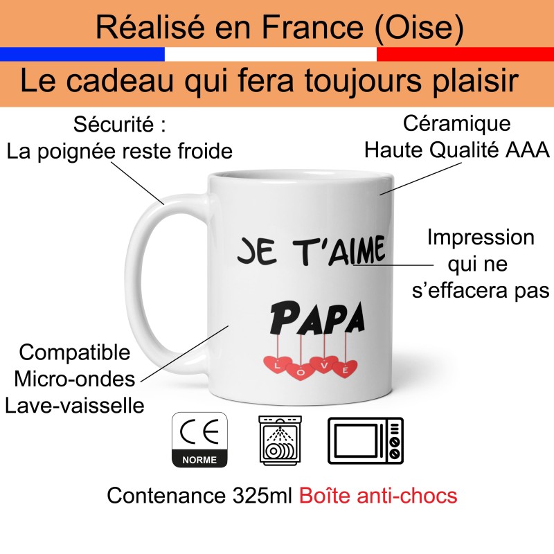 Mug Je t’aime papa tasse cadeau originale