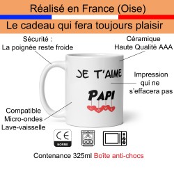 Tasse Je t’aime Papi mug cadeau grand-père