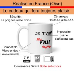 Mug Je t’aime ma fille tasse cadeau belle-fille