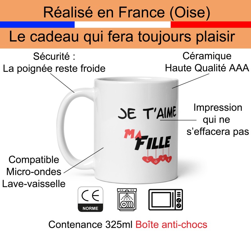 Mug Je t’aime ma fille tasse cadeau belle-fille