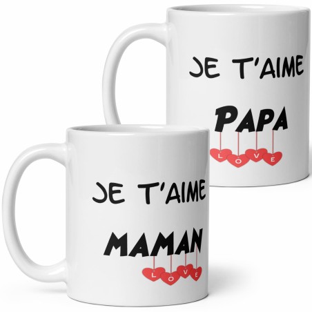 Duo mugs Je t’aime maman et papa tasse cadeau