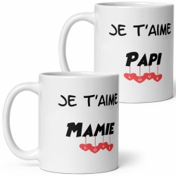 Duo mugs Je t’aime mamie et papi tasse cadeau
