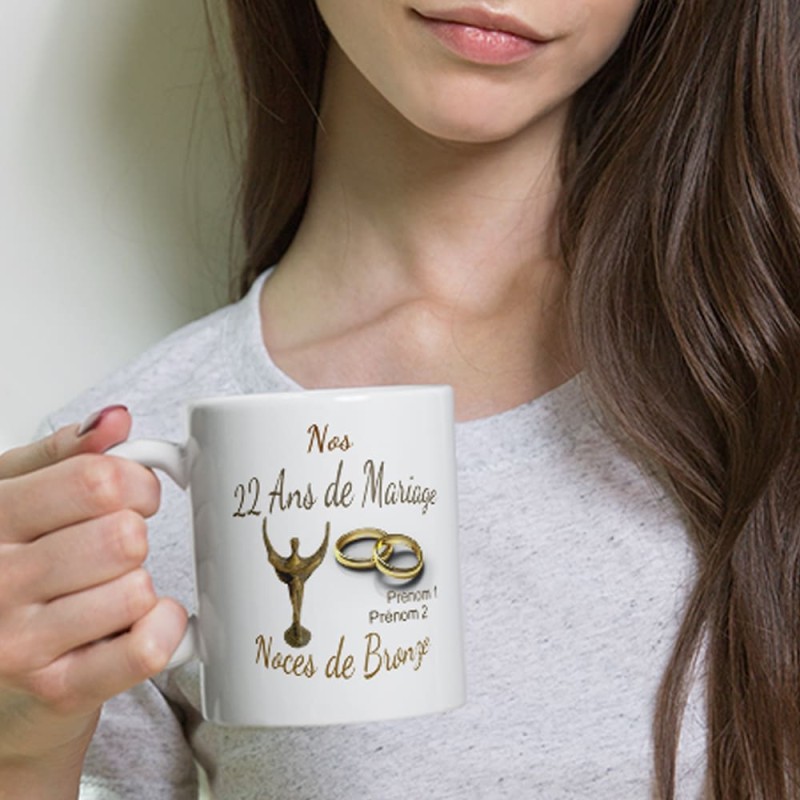 Mug personnalisé 22 ans mariage noces de bronze