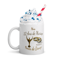 Mug personnalisé 22 ans mariage noces de bronze