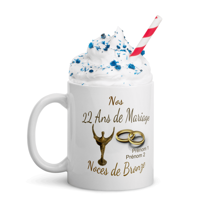 Mug personnalisé 22 ans mariage noces de bronze