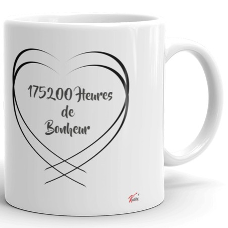 Mug noces de porcelaine 20 ans mariage personnalisé