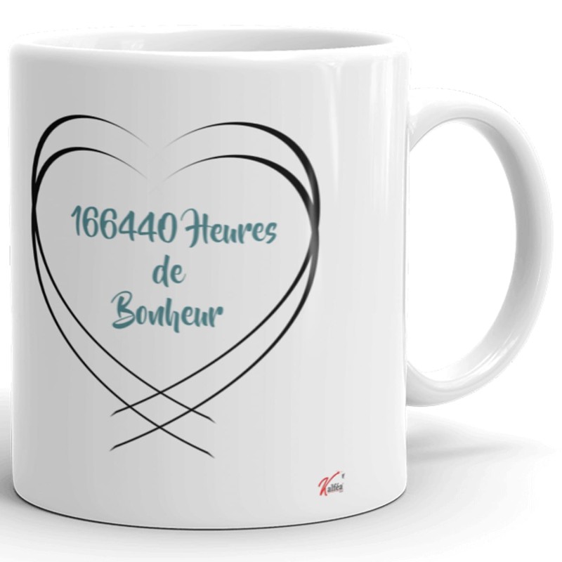 Tasse 19 ans mariage noces de cretonne personnalisée