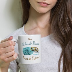 Tasse 19 ans mariage noces de cretonne personnalisée