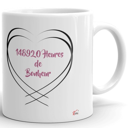 Mug personnalisé noces de rose 17 ans mariage pas cher