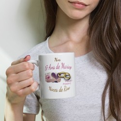 Mug personnalisé noces de rose 17 ans mariage pas cher
