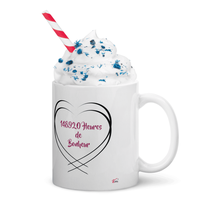 Mug personnalisé noces de rose 17 ans mariage pas cher