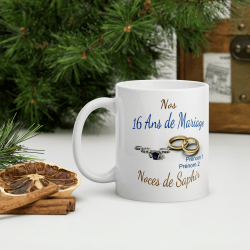 Mug 16 ans mariage noces de saphir personnalisé