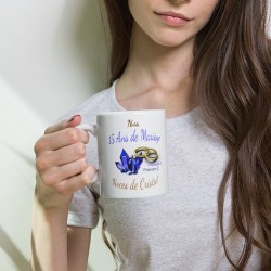 Tasse 15 ans mariage noces de cristal personnalisée