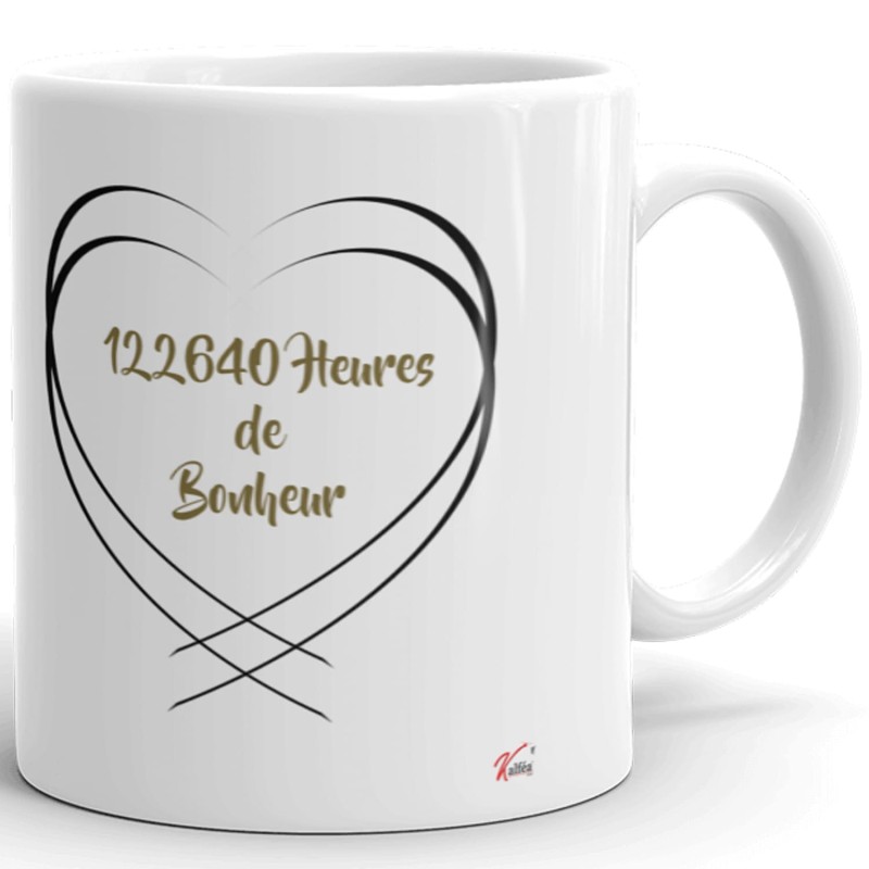 Mug 14 ans mariage noces de plomb personnalisé