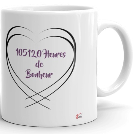 Mug 12 ans mariage noces de soie personnalisé