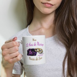 Mug 12 ans mariage noces de soie personnalisé