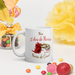 Tasse 11 ans mariage noces de corail personnalisée