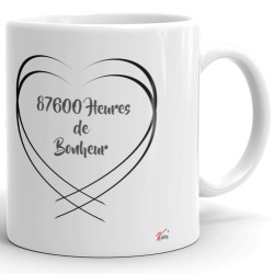 Mug noces d’étain 10 ans mariage personnalisé cadeau