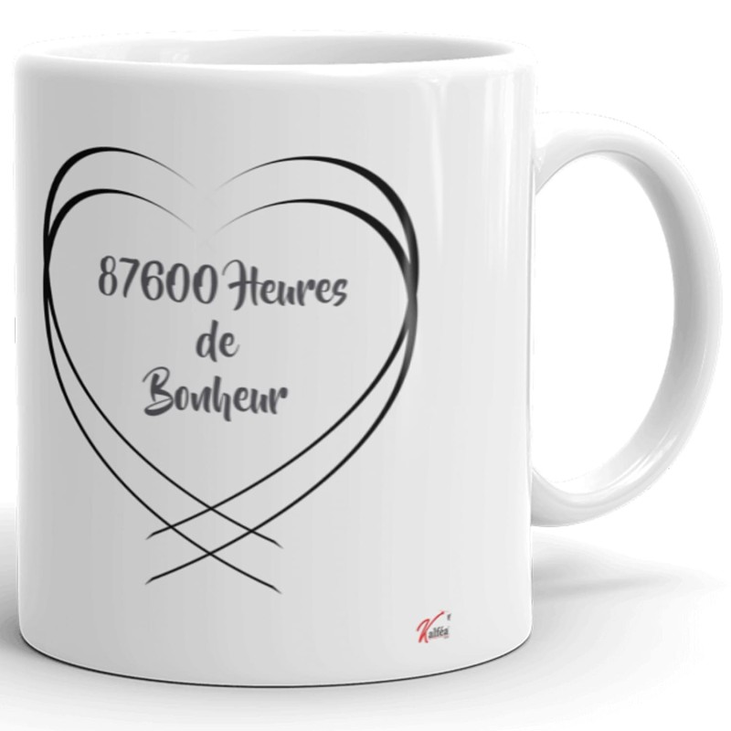 Mug noces d’étain 10 ans mariage personnalisé cadeau