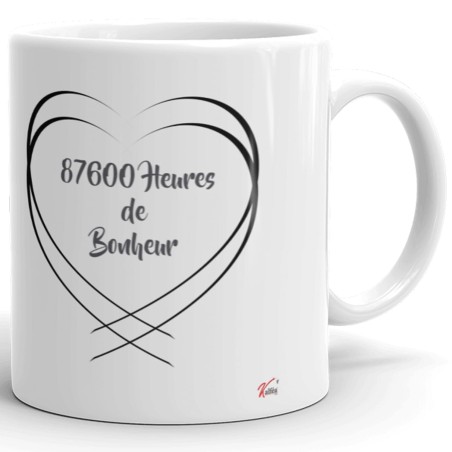 Mug noces d’étain 10 ans mariage personnalisé cadeau