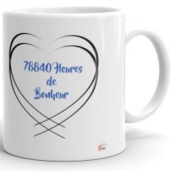 Tasse 9 ans mariage noces de faïence personnalisée