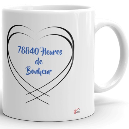Tasse 9 ans mariage noces de faïence personnalisée