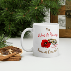Mug noces de coquelicot 8 ans mariage personnalisé